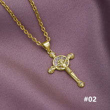 Load image into Gallery viewer, 18K Gold Plated Zircon Fashion Simple Cross Pendant Necklace For Women Jewelry Gift

