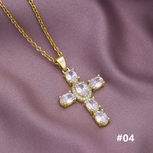 Load image into Gallery viewer, 18K Gold Plated Zircon Fashion Simple Cross Pendant Necklace For Women Jewelry Gift
