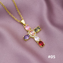 Load image into Gallery viewer, 18K Gold Plated Zircon Fashion Simple Cross Pendant Necklace For Women Jewelry Gift
