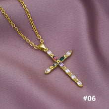Load image into Gallery viewer, 18K Gold Plated Zircon Fashion Simple Cross Pendant Necklace For Women Jewelry Gift

