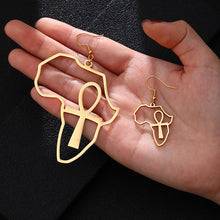 Load image into Gallery viewer, Gold Color Stainless Steel Africa Map Cross Earrings Exaggerate Larger Earrings For Women Jewelry
