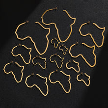 Load image into Gallery viewer, Hip Hop Stainless Steel Africa Map Earrings Exaggerate Larger Earrings For Women Jewelry Gold Color
