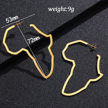 Load image into Gallery viewer, Hip Hop Stainless Steel Africa Map Earrings Exaggerate Larger Earrings For Women Jewelry Gold Color
