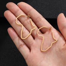 Load image into Gallery viewer, Hip Hop Stainless Steel Africa Map Earrings Exaggerate Larger Earrings For Women Jewelry Gold Color
