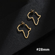 Load image into Gallery viewer, Hip Hop Stainless Steel Africa Map Earrings Exaggerate Larger Earrings For Women Jewelry Gold Color
