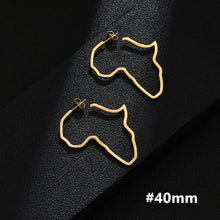 Load image into Gallery viewer, Hip Hop Stainless Steel Africa Map Earrings Exaggerate Larger Earrings For Women Jewelry Gold Color
