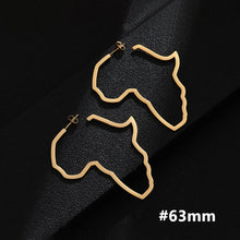 Load image into Gallery viewer, Hip Hop Stainless Steel Africa Map Earrings Exaggerate Larger Earrings For Women Jewelry Gold Color

