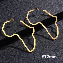 Load image into Gallery viewer, Hip Hop Stainless Steel Africa Map Earrings Exaggerate Larger Earrings For Women Jewelry Gold Color
