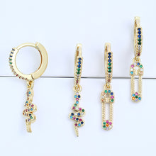 Load image into Gallery viewer, 18K Gold Plated Micro-inlaid Colored Zircon Earrings Snake Pineapple Rainbow Heart Earrings for Women Jewelry
