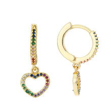Load image into Gallery viewer, 18K Gold Plated Micro-inlaid Colored Zircon Earrings Snake Pineapple Rainbow Heart Earrings for Women Jewelry
