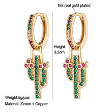 Load image into Gallery viewer, 18K Gold Plated Micro-inlaid Colored Zircon Earrings Snake Pineapple Rainbow Heart Earrings for Women Jewelry
