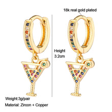 Load image into Gallery viewer, 18K Gold Plated Micro-inlaid Colored Zircon Earrings Snake Pineapple Rainbow Heart Earrings for Women Jewelry
