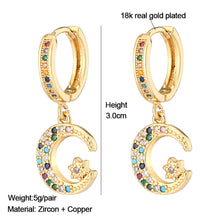Load image into Gallery viewer, 18K Gold Plated Micro-inlaid Colored Zircon Earrings Snake Pineapple Rainbow Heart Earrings for Women Jewelry
