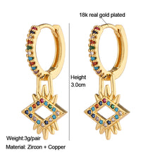 Load image into Gallery viewer, 18K Gold Plated Micro-inlaid Colored Zircon Earrings Snake Pineapple Rainbow Heart Earrings for Women Jewelry
