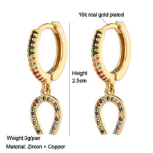 Load image into Gallery viewer, 18K Gold Plated Micro-inlaid Colored Zircon Earrings Snake Pineapple Rainbow Heart Earrings for Women Jewelry
