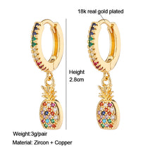Load image into Gallery viewer, 18K Gold Plated Micro-inlaid Colored Zircon Earrings Snake Pineapple Rainbow Heart Earrings for Women Jewelry
