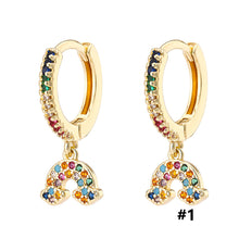 Load image into Gallery viewer, 18K Gold Plated Micro-inlaid Colored Zircon Earrings Snake Pineapple Rainbow Heart Earrings for Women Jewelry
