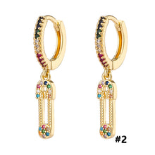 Load image into Gallery viewer, 18K Gold Plated Micro-inlaid Colored Zircon Earrings Snake Pineapple Rainbow Heart Earrings for Women Jewelry
