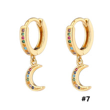 Load image into Gallery viewer, 18K Gold Plated Micro-inlaid Colored Zircon Earrings Snake Pineapple Rainbow Heart Earrings for Women Jewelry
