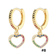 Load image into Gallery viewer, 18K Gold Plated Micro-inlaid Colored Zircon Earrings Snake Pineapple Rainbow Heart Earrings for Women Jewelry
