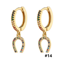 Load image into Gallery viewer, 18K Gold Plated Micro-inlaid Colored Zircon Earrings Snake Pineapple Rainbow Heart Earrings for Women Jewelry
