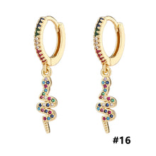 Load image into Gallery viewer, 18K Gold Plated Micro-inlaid Colored Zircon Earrings Snake Pineapple Rainbow Heart Earrings for Women Jewelry
