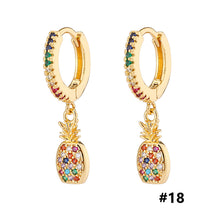 Load image into Gallery viewer, 18K Gold Plated Micro-inlaid Colored Zircon Earrings Snake Pineapple Rainbow Heart Earrings for Women Jewelry
