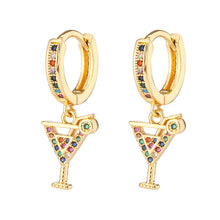 Load image into Gallery viewer, 18K Gold Plated Micro-inlaid Colored Zircon Earrings Snake Pineapple Rainbow Heart Earrings for Women Jewelry

