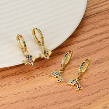 Load image into Gallery viewer, Women Fashion Luxury 18K Gold Plated Micro-inlaid Zircon Earrings Cross Dolphin Star Eye Earrings Jewelry
