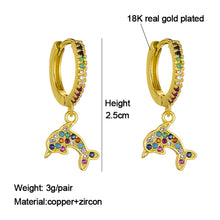 Load image into Gallery viewer, Women Fashion Luxury 18K Gold Plated Micro-inlaid Zircon Earrings Cross Dolphin Star Eye Earrings Jewelry
