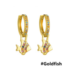 Load image into Gallery viewer, Women Fashion Luxury 18K Gold Plated Micro-inlaid Zircon Earrings Cross Dolphin Star Eye Earrings Jewelry
