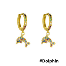 Load image into Gallery viewer, Women Fashion Luxury 18K Gold Plated Micro-inlaid Zircon Earrings Cross Dolphin Star Eye Earrings Jewelry
