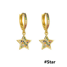 Load image into Gallery viewer, Women Fashion Luxury 18K Gold Plated Micro-inlaid Zircon Earrings Cross Dolphin Star Eye Earrings Jewelry

