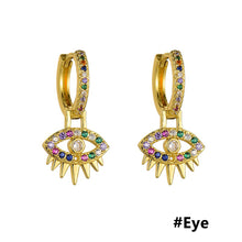 Load image into Gallery viewer, Women Fashion Luxury 18K Gold Plated Micro-inlaid Zircon Earrings Cross Dolphin Star Eye Earrings Jewelry
