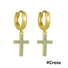Load image into Gallery viewer, Women Fashion Luxury 18K Gold Plated Micro-inlaid Zircon Earrings Cross Dolphin Star Eye Earrings Jewelry
