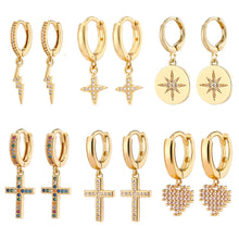 Load image into Gallery viewer, 18K Gold Plated Micro-inlaid Zircon Earrings Lightning Cross Heart Snowflake Lightning for Women Fashion Jewelry
