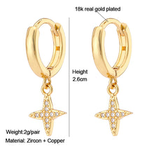 Load image into Gallery viewer, 18K Gold Plated Micro-inlaid Zircon Earrings Lightning Cross Heart Snowflake Lightning for Women Fashion Jewelry
