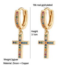 Load image into Gallery viewer, 18K Gold Plated Micro-inlaid Zircon Earrings Lightning Cross Heart Snowflake Lightning for Women Fashion Jewelry
