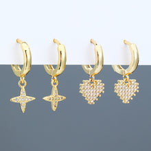 Load image into Gallery viewer, 18K Gold Plated Micro-inlaid Zircon Earrings Lightning Cross Heart Snowflake Lightning for Women Fashion Jewelry

