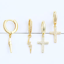 Load image into Gallery viewer, 18K Gold Plated Micro-inlaid Zircon Earrings Lightning Cross Heart Snowflake Lightning for Women Fashion Jewelry
