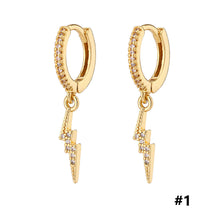 Load image into Gallery viewer, 18K Gold Plated Micro-inlaid Zircon Earrings Lightning Cross Heart Snowflake Lightning for Women Fashion Jewelry
