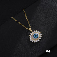 Load image into Gallery viewer, 8 Style Women Lucky Evil Eye Necklace Blue Eyes Enamel Pendant Stainless Steel Chain Necklace Jewelry Gift
