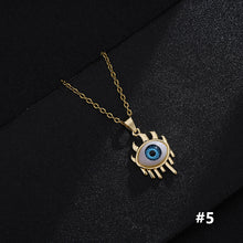 Load image into Gallery viewer, 8 Style Women Lucky Evil Eye Necklace Blue Eyes Enamel Pendant Stainless Steel Chain Necklace Jewelry Gift
