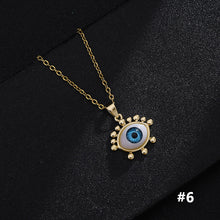 Load image into Gallery viewer, 8 Style Women Lucky Evil Eye Necklace Blue Eyes Enamel Pendant Stainless Steel Chain Necklace Jewelry Gift
