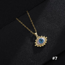 Load image into Gallery viewer, 8 Style Women Lucky Evil Eye Necklace Blue Eyes Enamel Pendant Stainless Steel Chain Necklace Jewelry Gift
