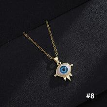 Load image into Gallery viewer, 8 Style Women Lucky Evil Eye Necklace Blue Eyes Enamel Pendant Stainless Steel Chain Necklace Jewelry Gift

