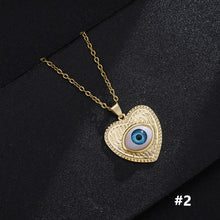 Load image into Gallery viewer, Lucky Evil Eye Necklace Blue Eyes Enamel Pendant Stainless Steel Chain Necklace for Women Jewelry Gift
