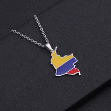 Load image into Gallery viewer, Stainless Steel Enamel Colombia Map FLag Pendant Necklace for Women Men Party Birthday Jewelry Gifts
