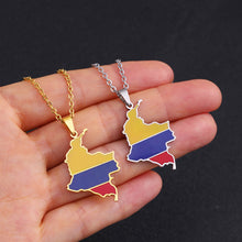 Load image into Gallery viewer, Stainless Steel Enamel Colombia Map FLag Pendant Necklace for Women Men Party Birthday Jewelry Gifts
