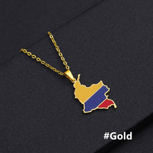 Load image into Gallery viewer, Stainless Steel Enamel Colombia Map FLag Pendant Necklace for Women Men Party Birthday Jewelry Gifts
